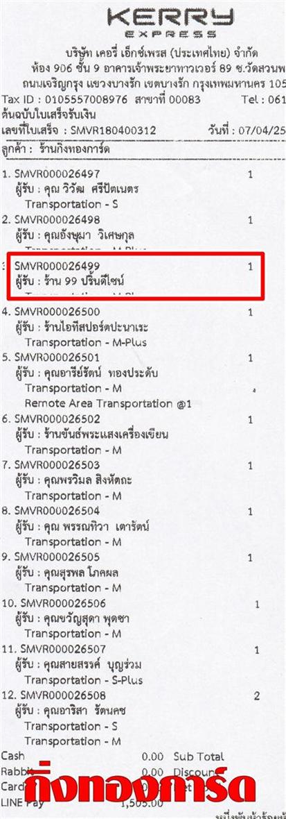 [Kerry] Ѵ  ػ Ҵ 5 x 7  Ẻ˹ ͧ ҹ 99 鹴䫹 ºǤѺ